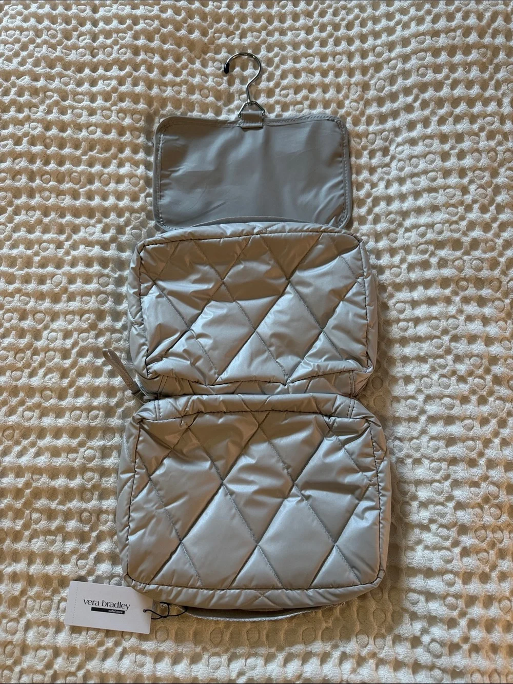 Vera Bradley Light Gray Hanging Travel Toiletry Organizer